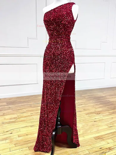 Sheath/Column Scoop Neck Sequined Sweep Train Prom Dresses #Favs020114050